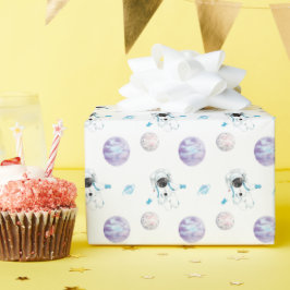 水彩宇宙銀河系宇宙飛行士 ラッピングペーパー