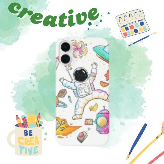 水彩宇宙飛行士かわいい宇宙ドードル Case-Mate iPhoneケース