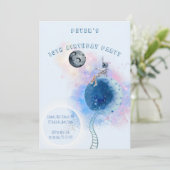 水彩宇宙飛行士と宇宙の誕生日招待状 招待状 (スタンド正面)