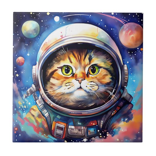 水彩宇宙飛行士キャットアドベンチャー タイル (正面)