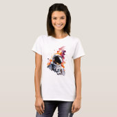 水彩宇宙飛行士クローズアップ Tシャツ (正面フル)