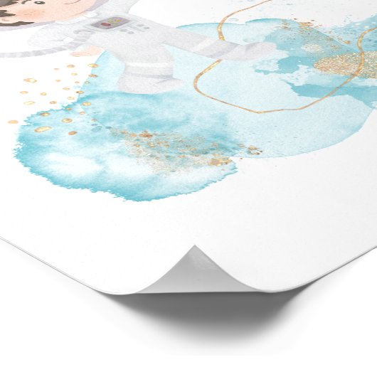 水彩宇宙飛行士宇宙キッズアドベンチャー ポスター (角)