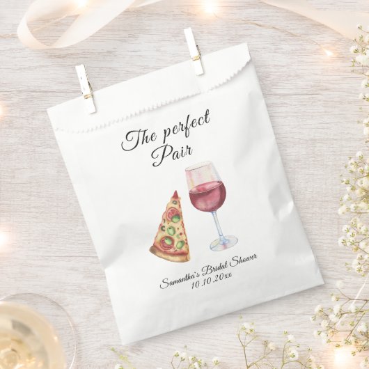 水彩完璧ペアブライダルシャワー フェイバーバッグ (クリップ留めされた状態)