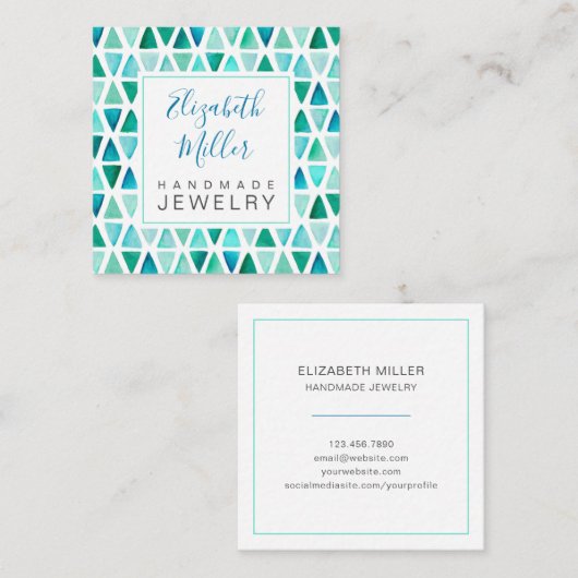 水彩宝石手作りジュエリー名刺 スクエア名刺 (正面/裏面)