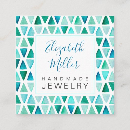 水彩宝石手作りジュエリー名刺 スクエア名刺 (正面)