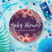 水彩宝石調花赤ちゃんシャワー ペーパープレート (パーティー)