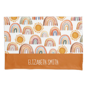 水彩宝虹と太陽パーソナライズされた 枕カバー