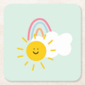 水彩宝虹と太陽 スクエアペーパーコースター (正面)