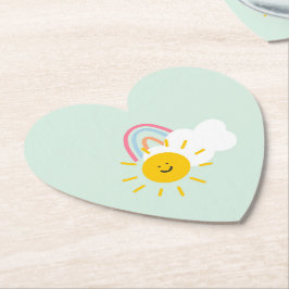 水彩宝虹と太陽 ペーパーコースター