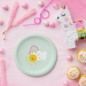 水彩宝虹と太陽 ペーパープレート (パーティー)