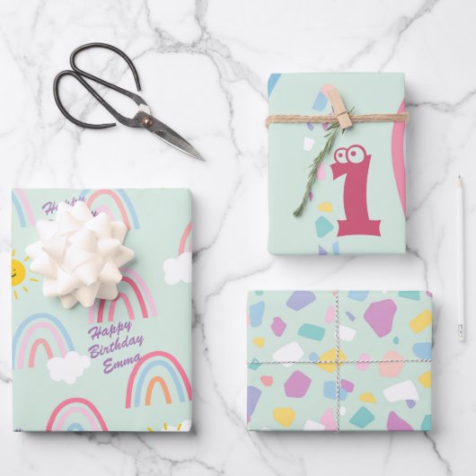 水彩宝虹と太陽 ラッピングペーパーシート (正面)