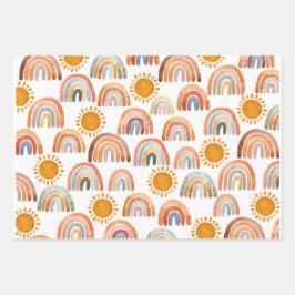 水彩宝虹と太陽 ラッピングペーパーシート