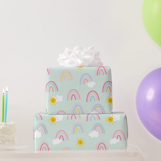 水彩宝虹と太陽 ラッピングペーパー (パーティーギフト)