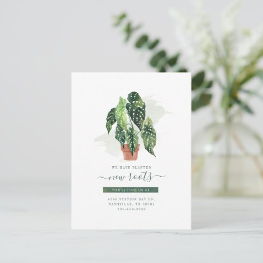 水彩室内植物移動 案内ポストカード (スタンド正面)