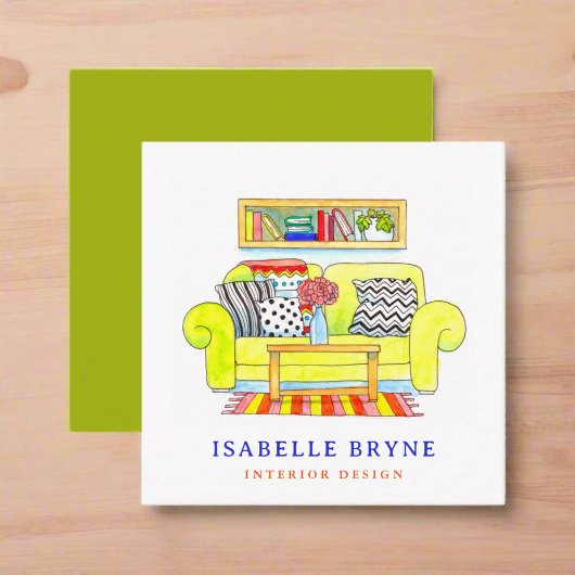 水彩家具インテリアデザイナーデコレータ スクエア名刺