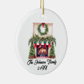 水彩家族素朴記念クリスマス セラミックオーナメント (右)