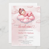 水彩寝坊の女の子雲9 招待状 (正面/裏面)