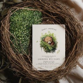 水彩寝熊赤ちゃんシャワー招待状