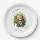 水彩寝熊赤ちゃんシャワー ペーパープレート (正面)