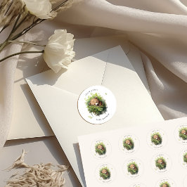 水彩寝熊赤ちゃんシャワー ラウンドシール