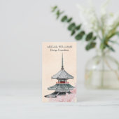 水彩寺日本のさくらんぼ花 名刺 (スタンド正面)