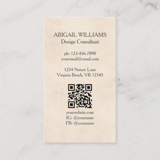 水彩寺日本のさくらんぼ花 名刺 (裏面)