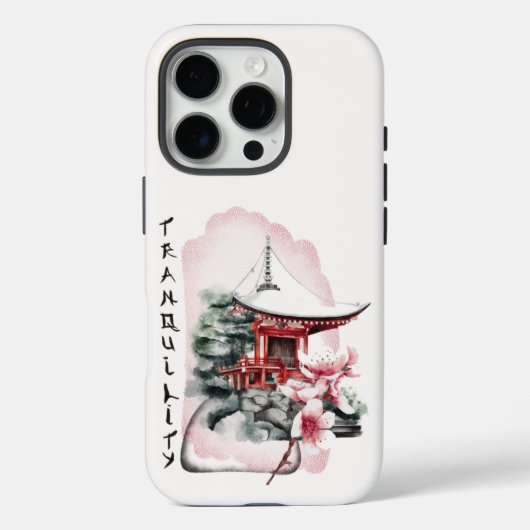 水彩寺日本の桜花 Case-Mate iPhoneケース (裏面)
