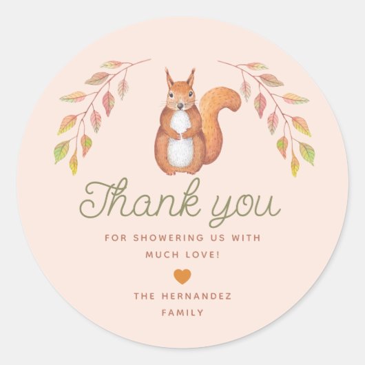 水彩対称秋テーマベビーシャワー ラウンドシール (正面)