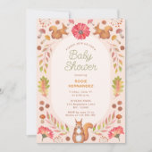 水彩対称秋テーマベビーシャワー 招待状 (正面)