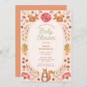 水彩対称秋テーマベビーシャワー 招待状 (正面/裏面)