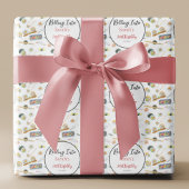 水彩寿司と刺身任意の年齢誕生日名 ラッピングペーパー