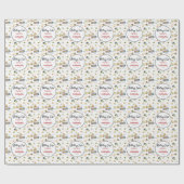 水彩寿司と刺身任意の年齢誕生日名 ラッピングペーパー (フラット)