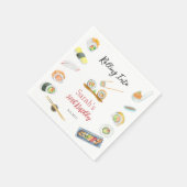 水彩寿司と刺身任意の年齢誕生日 スタンダードカクテルナプキン (角)