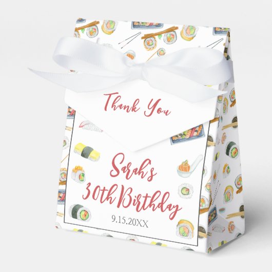 水彩寿司と刺身任意の年齢誕生日 フェイバーボックス (正面サイド)