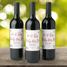 水彩寿司と刺身任意の年齢誕生日 ワインラベル