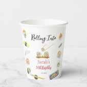 水彩寿司と刺身任意の年齢誕生日 紙コップ (裏面)