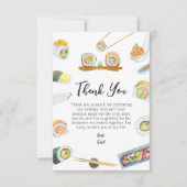 水彩寿司と刺身誕生日ありがとう サンキューカード (正面)