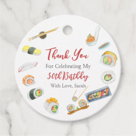 水彩寿司と刺身誕生日ありがとう フェイバータグ