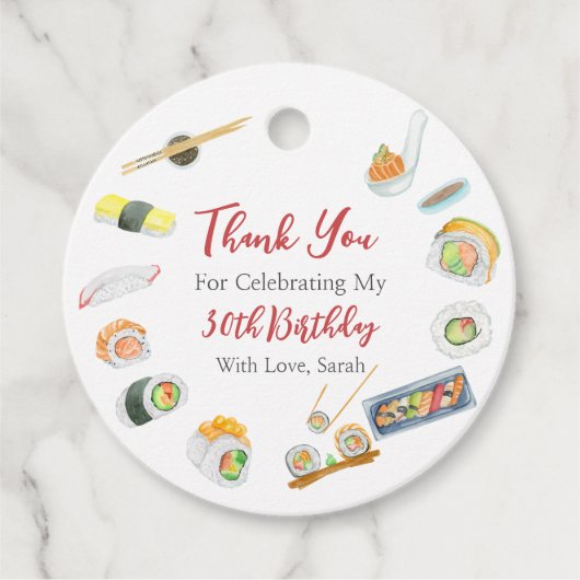 水彩寿司と刺身誕生日ありがとう フェイバータグ (正面)
