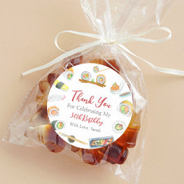 水彩寿司と刺身誕生日ありがとう ラウンドシール