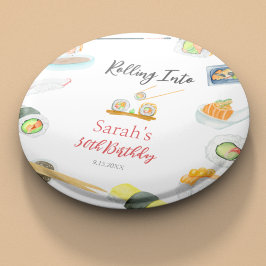 水彩寿司と刺身誕生日白 缶バッジ