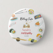 水彩寿司と刺身誕生日白 缶バッジ (正面)