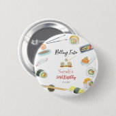 水彩寿司と刺身誕生日白 缶バッジ (正面&裏面)