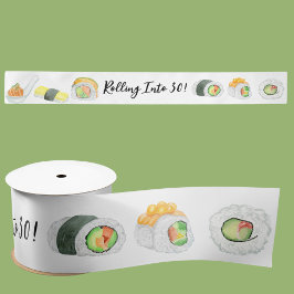 水彩寿司と転が刺身の年代 サテンリボン