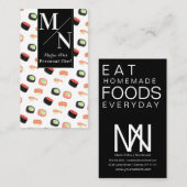 水彩寿司アジアンシェフ調理師自家製フード 名刺 (正面/裏面)