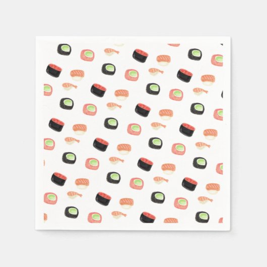 水彩寿司パーティー火鉢寿司 スタンダードカクテルナプキン (正面)