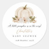 水彩小さなかぼちゃの赤ちゃんシャワー ラウンドシール (正面)