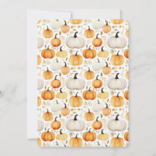 水彩小さなかぼちゃオレンジ色の赤ちゃんシャワー 招待状 (裏面)