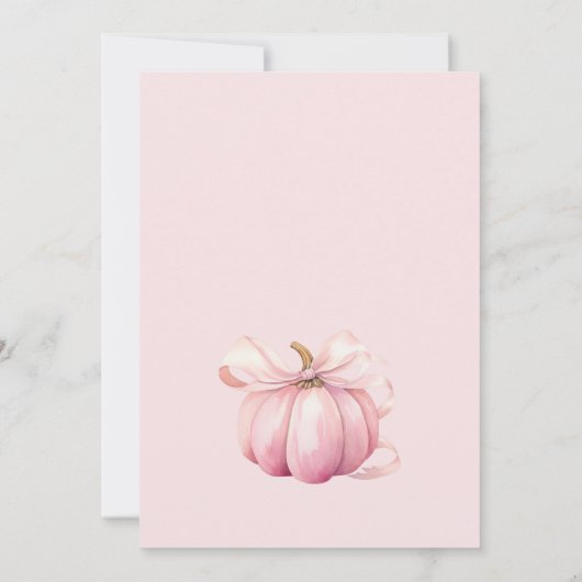 水彩小さなかぼちゃピンクの女の子の赤ちゃんシャワー 招待状 (裏面)