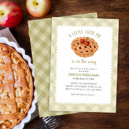 水彩小さなかわいこちゃんパイ秋赤ちゃんシャワー 招待状